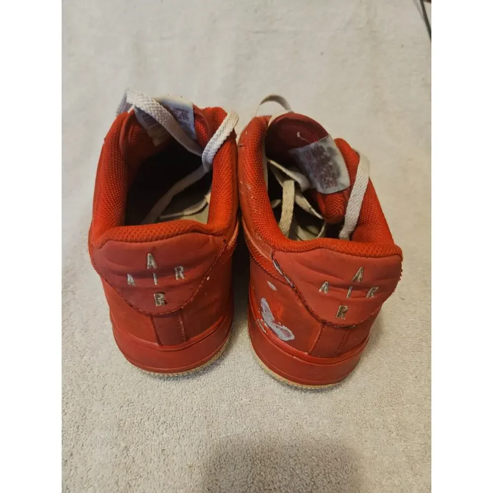 Nike Air Force 1 Low Red Leather Sneakers Mens Size 10 Lace Up Shoes As Is